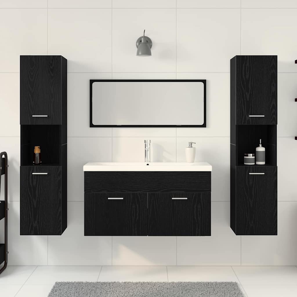 Bathroom Furniture Set 4 pcs Black Oak 30 x 30 x 130 cm